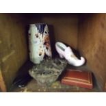 GLOVE STRETCHERS, JUG, PRINTING BLOCK, CHINA SHOE ETC