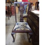 SET OF 4 EBONISED MAHOGANY DINING CHAIRS ON CABRIOLE LEGS WITH PAD FEET