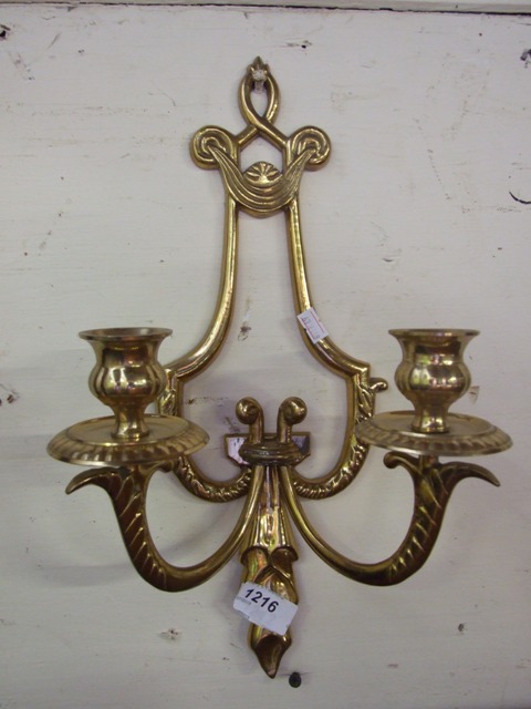 2 BRASS WALL CANDLE HOLDERS