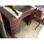 A 20TH CENTURY PEDESTAL DESK WITH GREEN LEATHER INSERT