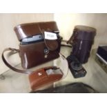 CASED ROYAL CAMERA, EXPOSURE METER, DISTANT FINDER AND LENS CASE