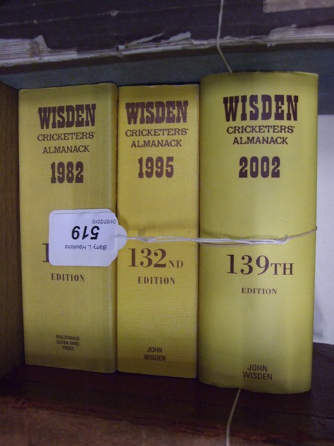 3 VOLUMES WISDEN 1982, 1995 AND 2002