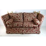 A pale beech framed Knowle settee uphols