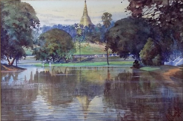 Three watercolours: E. Barram: Alum Vall