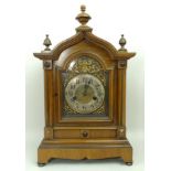 A Wurttemberg walnut cased mantel clock,