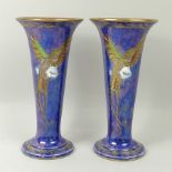 A pair of Wedgwood bird lustre vases, of