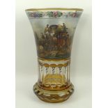 A Bohemian flash and painted glass vase,