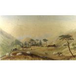 A 19th century watercolour, a rural Euro