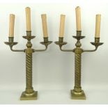 A pair of Hungarian brass barley twist c