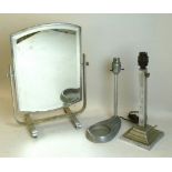 An Art Deco chrome swing mirror, 40cm hi