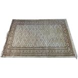 A part silk hand knotted rug with diaper