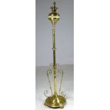 A Victorian brass oil lamp converted to