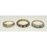 A 9ct gold, diamond and emerald ring, si