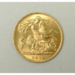 A George V gold half sovereign, 1914.