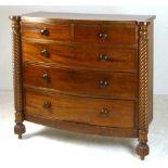 A Victorian bow front chest of drawers,