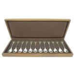 An RSPB set of twelve silver tea spoons,