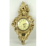 A Swedish giltwood marriage wall clock,