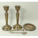 A pair of silver candlesticks, Birmingha