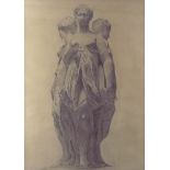 The Three Graces, pencil sketch on paper