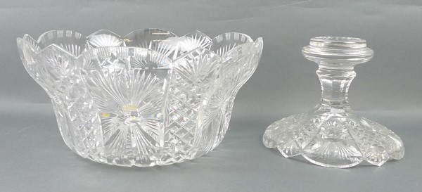 A cut glass bowl on stand, late 19th cen - Image 2 of 2