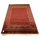 A Bokhara rug with multiple rows of meda