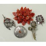 A Victorian agate flower brooch, Scottis