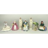 A group of Royal Doulton porcelain figur