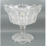 A cut glass bowl on stand, late 19th cen