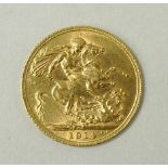 A George V gold sovereign, 1914.