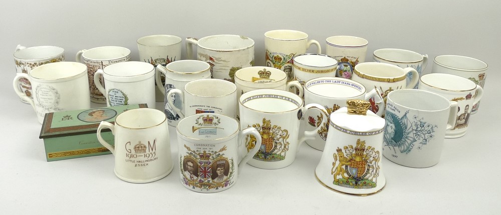 A quantity of Royal Memorabilia commemorative ceramic mugs comprising Victorian, Edwardian 1902,