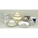 A quantity of ceramics including a Ridgways porcelain part tea service, mid 19th century, five