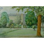 Lt Col H A Bass: The American Embassy, No 1 Grosvenor Square, London, watercolour, signed and dated