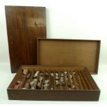 A 19th century Cuban mahogany collector's box with removable top tray, and graduated compartments