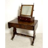 A Regency mahogany and rosewood crossbanded toilet mirror, with two short drawers with boxwood