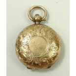 A Victorian gold plated hunting cased sovereign case by Dennison, with engraved foliate decoration