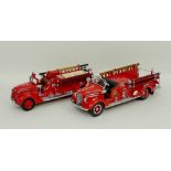 A Franklin Mint model, scale 1:32 of a 1948 Mack fire truck, and another of a 1938 Ford Fire