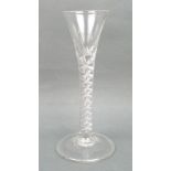A George II cordial glass, circa 1740-50, the trumpet shaped bowl above a mercurial air twist stem,