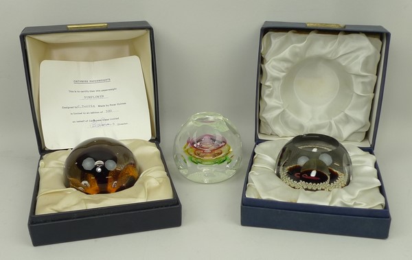 A group of Caithness glass paperweights comprising Ready Steady Go, Sunflower, and Christmas 1977. - Image 2 of 2