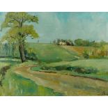 J.Carter: a contemporary landscape, oil on board, signed lower right, 40 by 58cm.