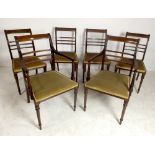 A set of six Maple & Co, Regency style, mahogany dining chairs, early 20th century, with satinwood