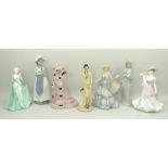 A group of Coalport porcelain figures, comprising; 'Claire', 'Summer Days', 'Sophie' and