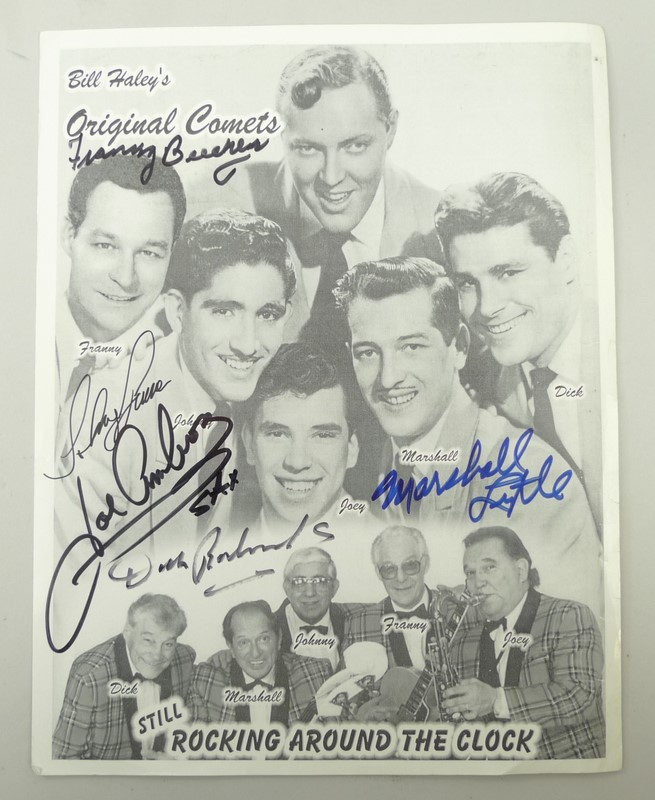 A signed advertising poster of Bill Haley's Original Comets, comprising; Franny Beecher, Marshall