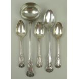 A William IV silver King's pattern cream ladle, William Eaton, a similar Victorian serving spoon,