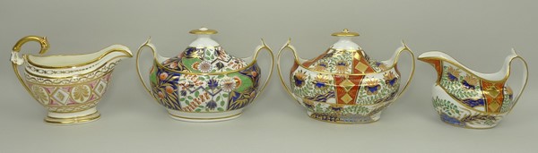 A Spode porcelain cream jug and sucrier, early 19th century, imari decorated, pattern no 2213, - Image 2 of 2