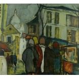 A modern copy, after Gladys Maccabe: Paris street scene, oil on paper, with a copy of signature