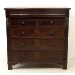 A late 19th century Scottish mahogany chest of six drawers with frieze drawer, mother of pearl