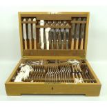 An Elkington & Co plated canteen of cutlery, six piece place settings, sixty-two pieces.