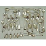 A quantity of George III and later silver flatware including five Old English pattern dessert