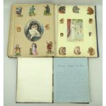 An early 19th century album, dated 1834, containing a number of watercolours, drawings, writings