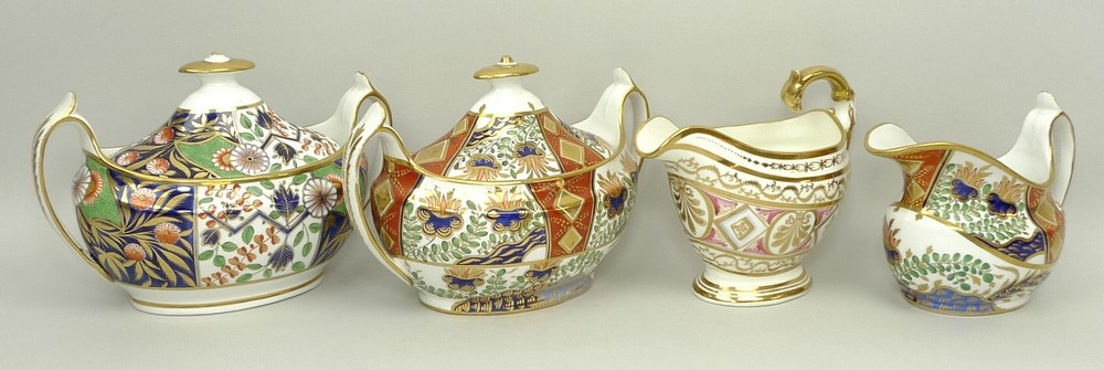 A Spode porcelain cream jug and sucrier, early 19th century, imari decorated, pattern no 2213,